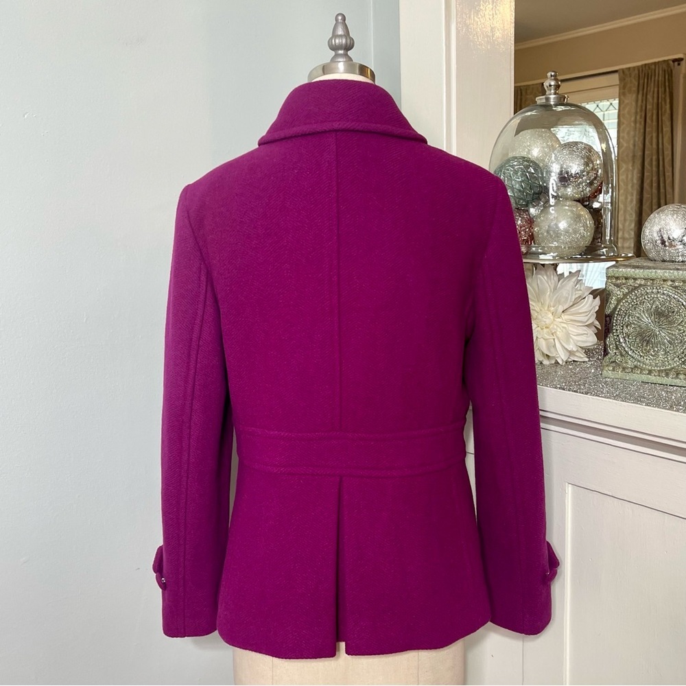 Talbots Wool Blend Peacoat Jacket Magenta Purple Peter Pan Collar Mod Retro 10p - Picture 9 of 14